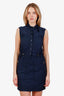 Gucci Navy Drawstring Sleeveless Midi Dress Size 40