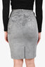 Max Mara Silver Satin Textured Midi Skirt Size 6