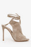 Gianvito Rossi Taupe Suede Peep-Toe Mules Size 36.5