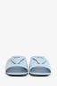 Prada Light Blue Triangle Logo Kitten Heeled Mule Size 38