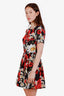 Dolce & Gabbana Black/Red Cotton Floral Mini Dress Size 40