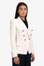 Balmain White Wool Double Breasted Blazer Size 36