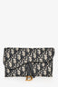 Christian Dior 2019 Navy Blue/Beige Oblique Jacquard Small Saddle Pouch On Chain
