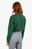 Celine Green Cotton Logo Crop Sweatshirt Size XS