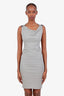 Gucci 2009 Grey Cowl Neck Metal Strap Detail Sleeveless Knee Length Dress Size XS