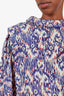 Isabel Marant Etoile Silk Purple/Multicolour Ikat Pattern Long Sleeve Blouse Size 38