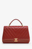 Pre-loved Chanel™ 2017-2018 Red Chevron Braided Top Handle Flap Bag