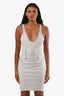 Helmut Lang Cream Cotton Mesh Paneled Sleeveless Mini Dress Size 6