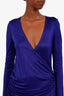 Galvan London Blue V-Neck Long Sleeve Draped Maxi Dress Size US 10