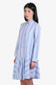 Brunello Cucinelli Light Blue Striped Midi Dress Size M