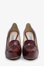Prada Red Leather Embroidered Heels Size 36