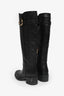 Salvatore Ferragamo Black Leather 'Robespierre' Knee High Riding Boots Size 35
