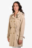 Moncler Tan Canvas 'Tariec Giubbotto' Double-Breasted Midi Trench Coat Size 3