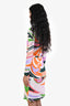 Emilo Pucci White/Multicolour Long Sleeve Midi Belted Shift Dress Size 4