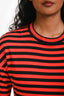 Plan C Red/Black Striped Crewneck Long Sleeve T-Shirt Size S