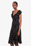 Reformation Black/White Patterned Ruffle Midi Dress Size XS