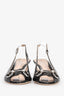 Gucci Black Leather Horsebit Slingback Kitten Heels Size 37.5