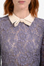 Valentino Red/Purple Lace Cotton Blend Bow Detail 'Colour Block' LS Dress Size 6