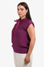 Lanvin Purple Silk Blend Boxy Sleeveless Blouse with Floral Size 40