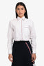 Thom Browne White Oxford Grosgrain Cropped Long Sleeve Button Up Shirt Size 40