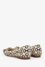 Gucci Cream/Brown Canvas Bamboo Horsebit Flats Size 10