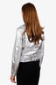 Acne Studios Silver Lamb Leather Biker Jacket Size 34