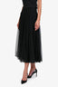 Christian Dior Black Tulle Pleated Polka Dot Midi Skirt Size 8