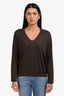 Brunello Cucinelli Brown Cashmere Silk V-Neck Lightweight Sweater Size S