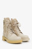 Prada Beige Re-Nylon Metal Triangle Logo 50mm Combat Boots Size 35.5