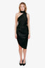 Ronny Kobo Black Silk One Shoulder Tie Midi Dress Size S
