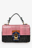 Dolce & Gabbana Black/Pink/Multi Wicker Snake Embossed Lucia Top Handle Bag with Strap
