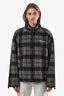 Veste Teddy zippée à carreaux grise en laine mélangée Miu Miu 2025, taille XS