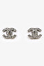 Pre-loved Chanel™ Silver Tone Metal Crystal Embellished CC Small Earrings
