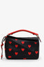 Loewe Black/Red Calfskin Heart Print Small Puzzle Bag with Strap
