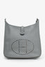 Hermès 2016 Light Grey Leather 'Evelyne' 29 Crossbody Bag with Strap