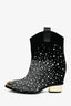 Giuseppe Zanotti Black Suede Crystal Toe Cap Ankle Boots Size 38