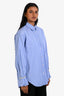 Sandro Blue/White Striped Cotton Pearl and Crystal Embellished Cuff Shirt Size 2