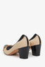 Pre-loved Chanel™ Black and Tan Leather Ruffle Block Heel Size 36.5