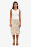 Max Mara Cream/Orange Silk Lace Midi Skirt Size 2
