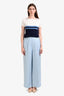 LouLou Studio Blue Linen Blend Pleated Trousers Size M