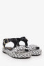 Pre-loved Chanel™ White/Black Woven Rope-Braided Ankle Strap Sandals Size 36
