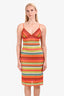 Missoni Boboli Orange Multicolour Zig Zag Knit Spaghetti Strap Midi Dress Size 44