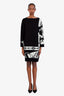 Hermès Black/White Cashmere Cliquetis Sweater Dress Size 34
