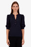 Veronica Beard Blue Cotton Quarter Sleeve Top Size M