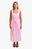 Vince Linen Blend Square Neck Belted Midi Dress Size M