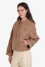 Miu Miu Camel Wool Cashmere Zip Logo Embroidered Hoodie Size 38