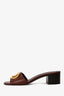 Valentino Brown/Gold Leather Vlogo Slip-On Heels Size 39
