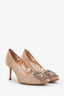 Manolo Blahnik Beige Lace Satin Hangisi Pumps Size 36.5