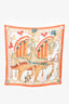 Hermès Cream/Orange Silk Horse Graphic Scarf