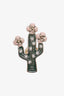 Pre-loved Chanel™ 2017 Green/Pink Enamel Gold Toned Cactus Brooch Pin